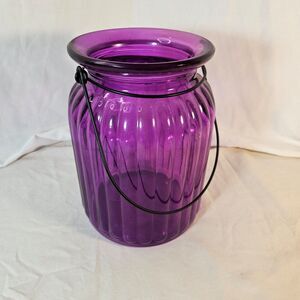 Vintage Purple Candle Jar with Handle